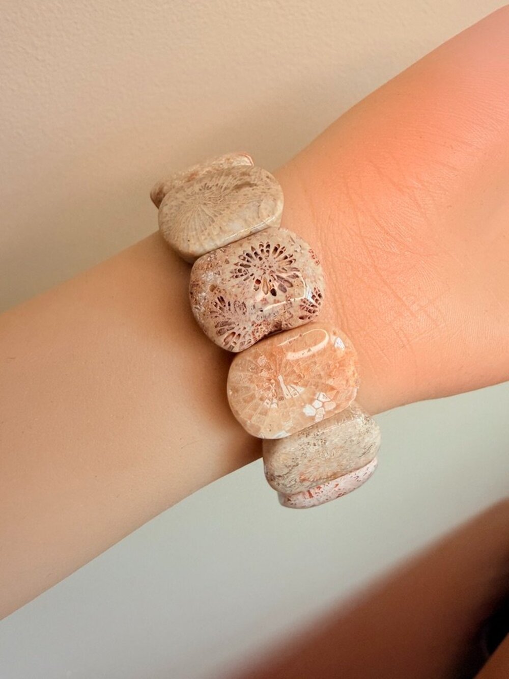 Natural Honey Coral Fossil Bracelet – Unisex